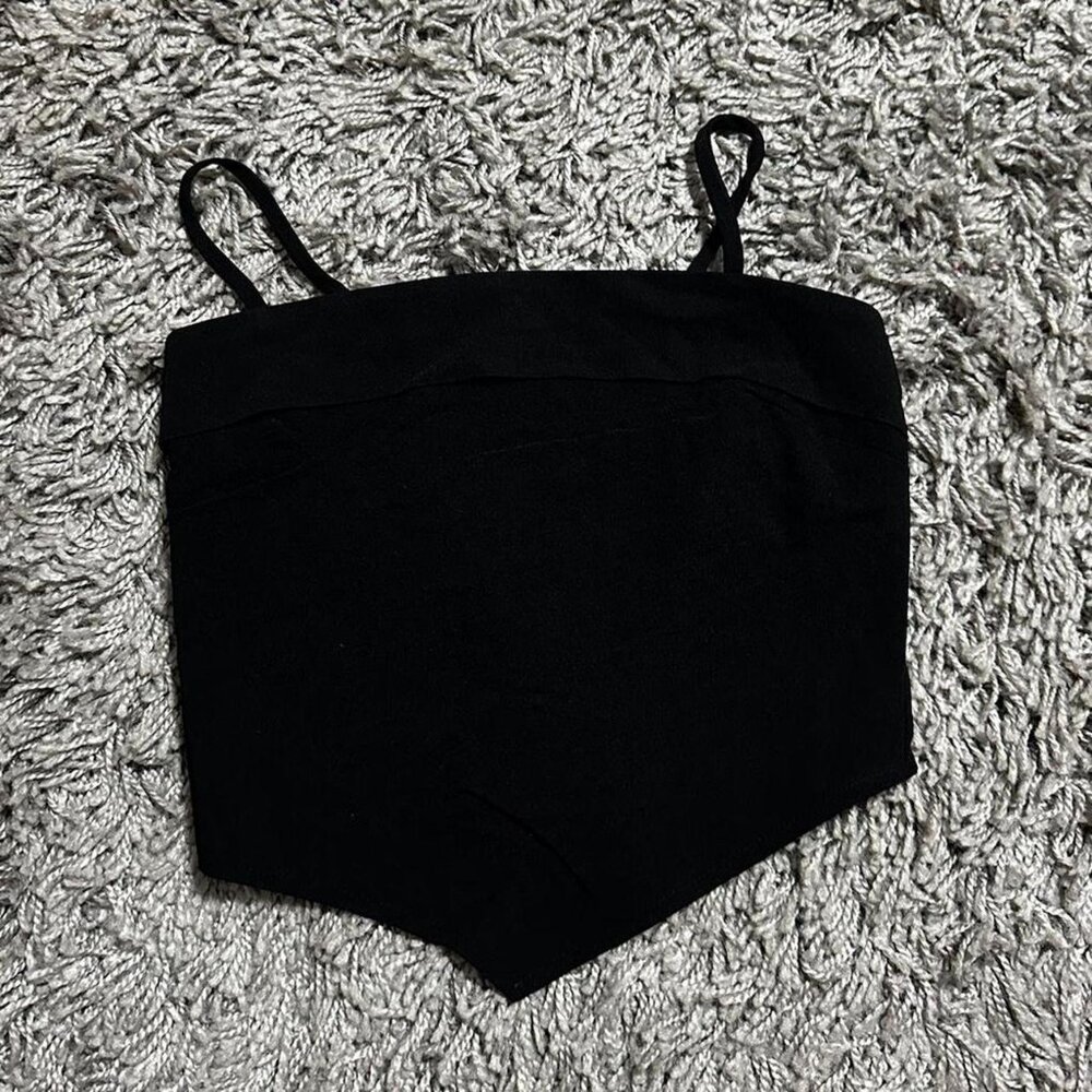 Y2K Vintage Black Handkerchief Style Crop Top Tank Size S by cantata